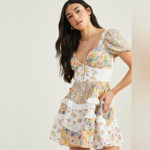 Altard State Aderny Patchwork Floral Dress Womens XS - Picture 2 of 8